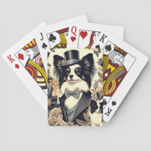 Jeu De Cartes Illustration vintage de chien Papillon