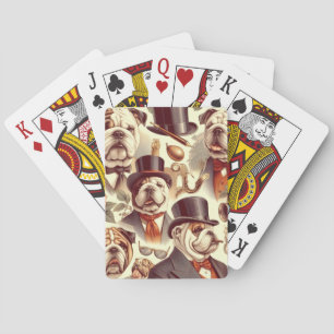 Jeu De Cartes Illustration vintage en anglais Bulldog Seamless