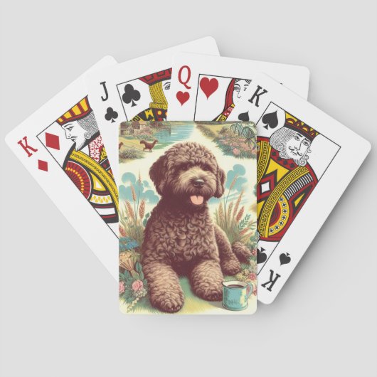 Jeu De Cartes Illustration vintage Lagotto Romagnolo (dos)