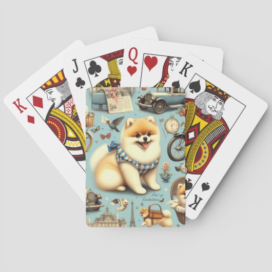 Jeu De Cartes Illustration vintage Poméranie sans fil (dos)