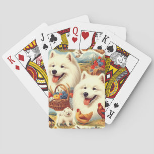 Jeu De Cartes Illustration vintage Samoyed Dog