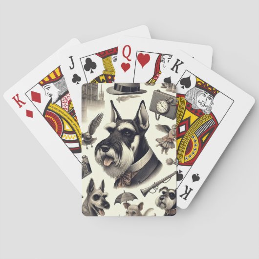 Jeu De Cartes Illustration vintage Schnauzer (dos)