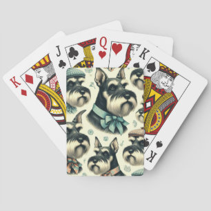 Jeu De Cartes Illustration vintage Schnauzer sans joint