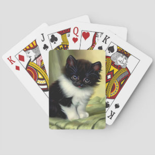 Jeu De Cartes Illustration vintage Tuxedo Kitten