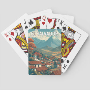 Jeu De Cartes Illustration Voyage El Salvador Art Vintage