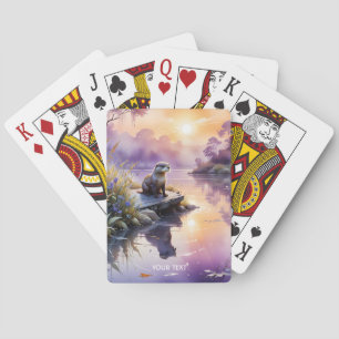 Jeu De Cartes Imaginaire Coucher de soleil mignon Lac pourpre