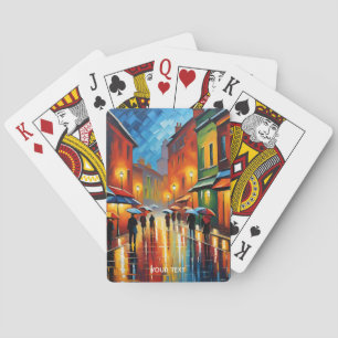 Jeu De Cartes Imaginaire Cute Vivid Pluie Impressionnisme Ville