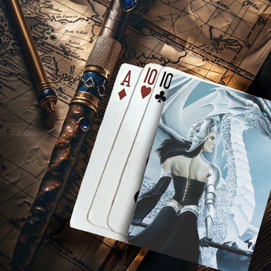 Jeu De Cartes Imaginaire de dragon blanc de la reine d'hiver