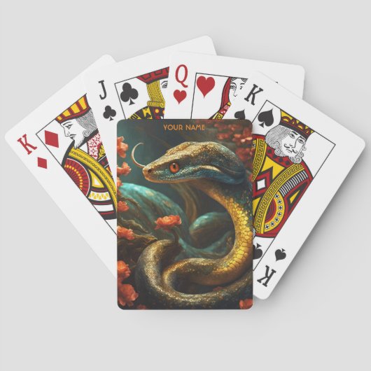 Jeu De Cartes Imaginaire Fleurs Vivides Mignonnes Mamba Serpent (dos)
