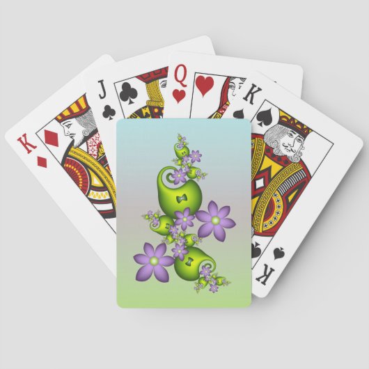 Jeu De Cartes Imaginaire Floral Fleurs Lilac Formes vertes Fract (dos)