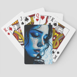 Jeu De Cartes Imaginaire mignon fille triste bleu