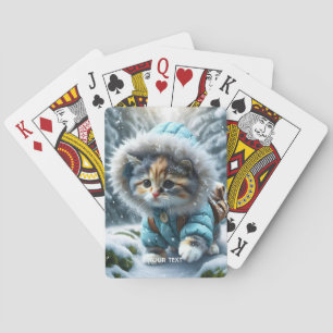 Jeu De Cartes Imaginaire mignon Kitten hiver Neige