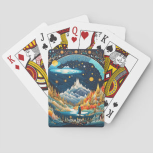 Jeu De Cartes Imaginaire Mignonne Brodée Nuit Paysage