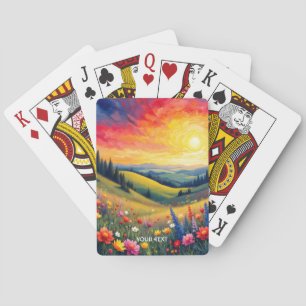 Jeu De Cartes Imaginaire Mignonne Hills Fleurs coucher de soleil
