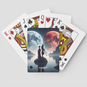 Jeu De Cartes Imaginaire mignonne Samurai femme lunes