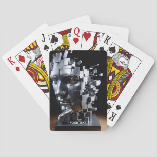 Jeu De Cartes Imaginaire Mur Visage Métal Sculpture