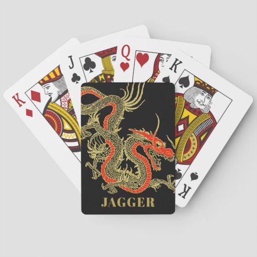 Jeu De Cartes Imaginaire rouge noir Dragon chinois (dos)