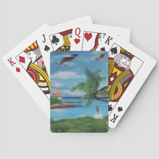 Jeu De Cartes Impression d'art de scène de plage tropicale (dos)