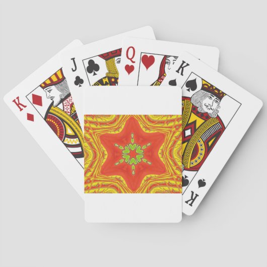Jeu De Cartes Impression d'art mandala rouge or vert (dos)