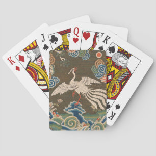 Jeu De Cartes Impression de broderie en soie blanche antique chi