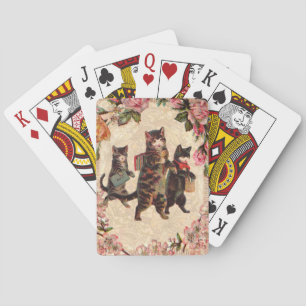 Jeu De Cartes Impression de chatons vintage allant à l'école : V