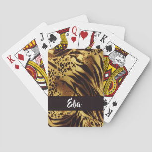 Jeu De Cartes Impression de la peau du tigre de nom personnalisé