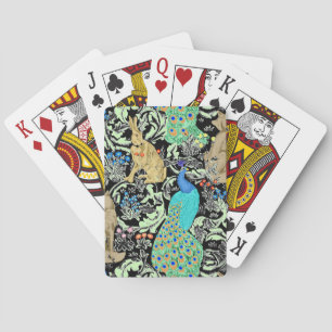Jeu De Cartes Impression de paon Art nouveau, turquoise et neutr
