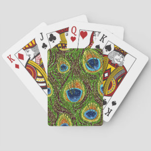 Jeu De Cartes Impression de plumes de paon colorées