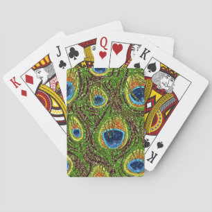 Jeu De Cartes Impression de plumes de paon colorées RAB Rockabil
