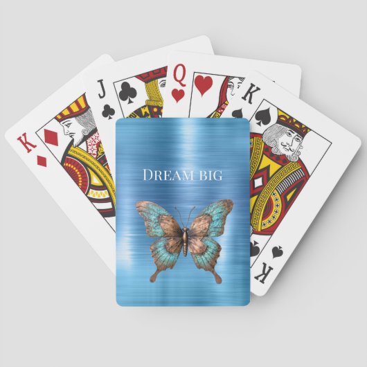 Jeu De Cartes Impression de serpent d'argent Aqua (dos)