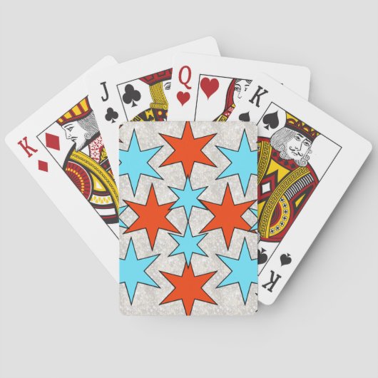 Jeu De Cartes Impression d'étoile bleue et rouge (dos)