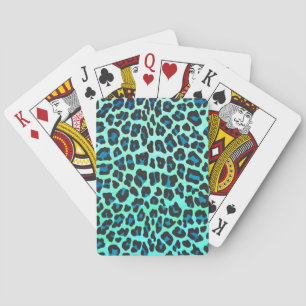 Jeu De Cartes Impression léopard noir et sarcelle