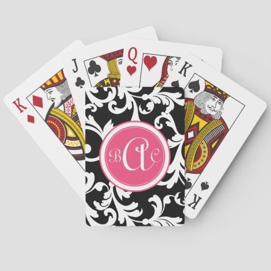 Jeu De Cartes Impression monographique rose et noir (dos)