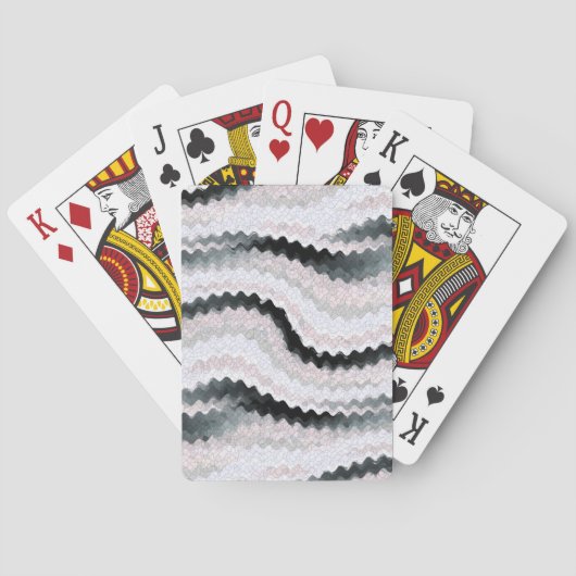 Jeu De Cartes Impression ondulée à rickrack blanc noir (dos)