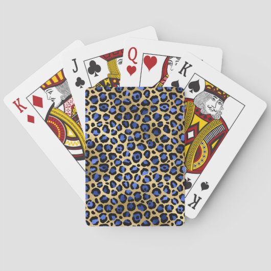 Jeu De Cartes Impression taches de léopard glamour or et bleu de (dos)