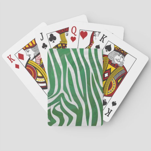 Jeu De Cartes Impression verte et blanche Zebra (dos)
