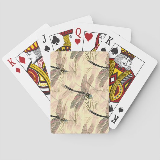 Jeu De Cartes Impression vintage de libellule (dos)