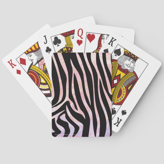 Jeu De Cartes Impression Zèbre Noir et Rose (dos)
