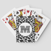 Jeu De Cartes Imprimé de vache noir et blanc monogramme (dos)