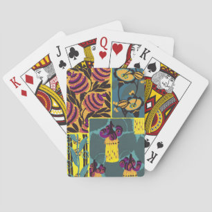 Jeu De Cartes Imprimé floral violet et sarcelle maximaliste vibr