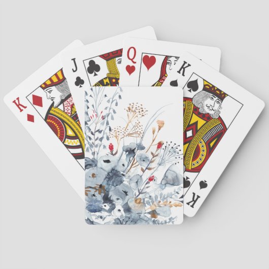 Jeu De Cartes Indigo et ocre - fleurs d'aquarelle (dos)