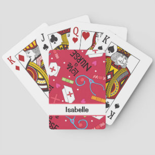 Jeu De Cartes Infirmière Whimsy Art Médicale Nom rouge Personnal