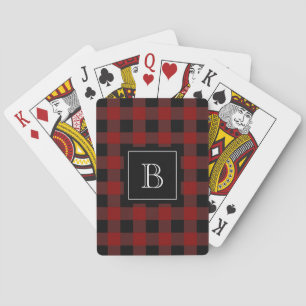 Jeu De Cartes Initiale monogramme en carreau de bûcheron Buffalo