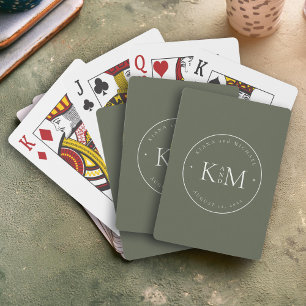 Jeu De Cartes Initiales de Mariage simple à chic Nature Moss ID1