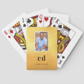 Jeu De Cartes Initiales de monogramme de photo dorée nom (dos)