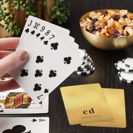 Jeu De Cartes Initiales de monogramme en or nom (In Situ)