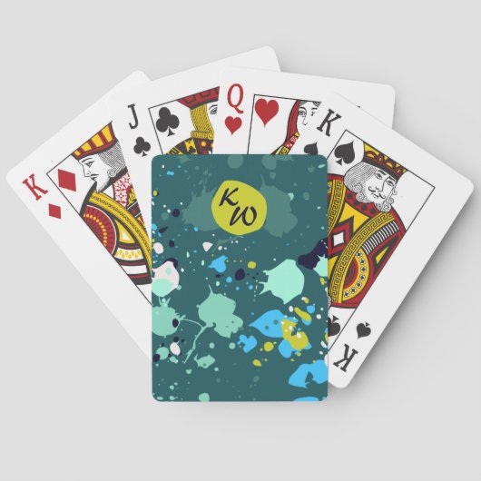 Jeu De Cartes Initiales de peinture verte cool (dos)