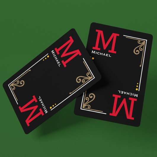 Jeu De Cartes Initiales du lecteur cool élégant - Noir personnal