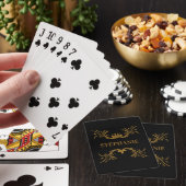 Jeu De Cartes Initiales Élégant Couronne Noir et Or (In Situ)