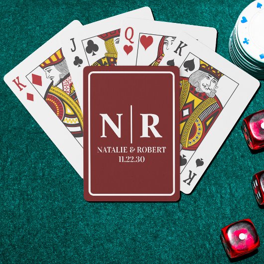 Jeu De Cartes Initiales mariage Monogramme Et Groom